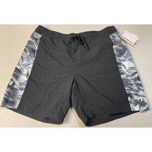 Sports Illustrated Mens Sz M 7" Volley Swim Trunk Black & Gray Marble